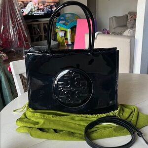 Tory Burch Black Patent Leather Tote Bag